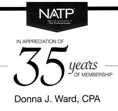 NATP 35-Year Member appreciation award presented to Donna J. Ward